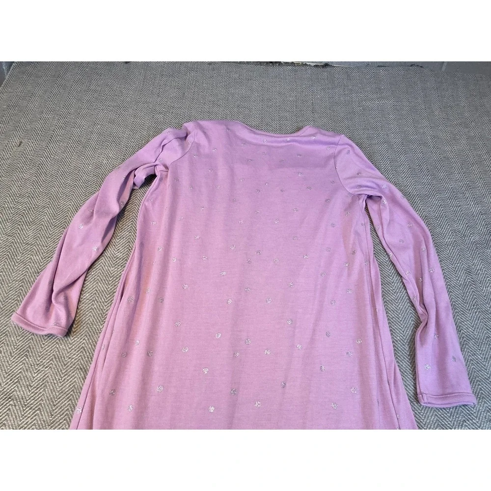 Carters Girls Purple Silver Glitter Polka Dot Long Sleeve Nightgown Size 12-14A